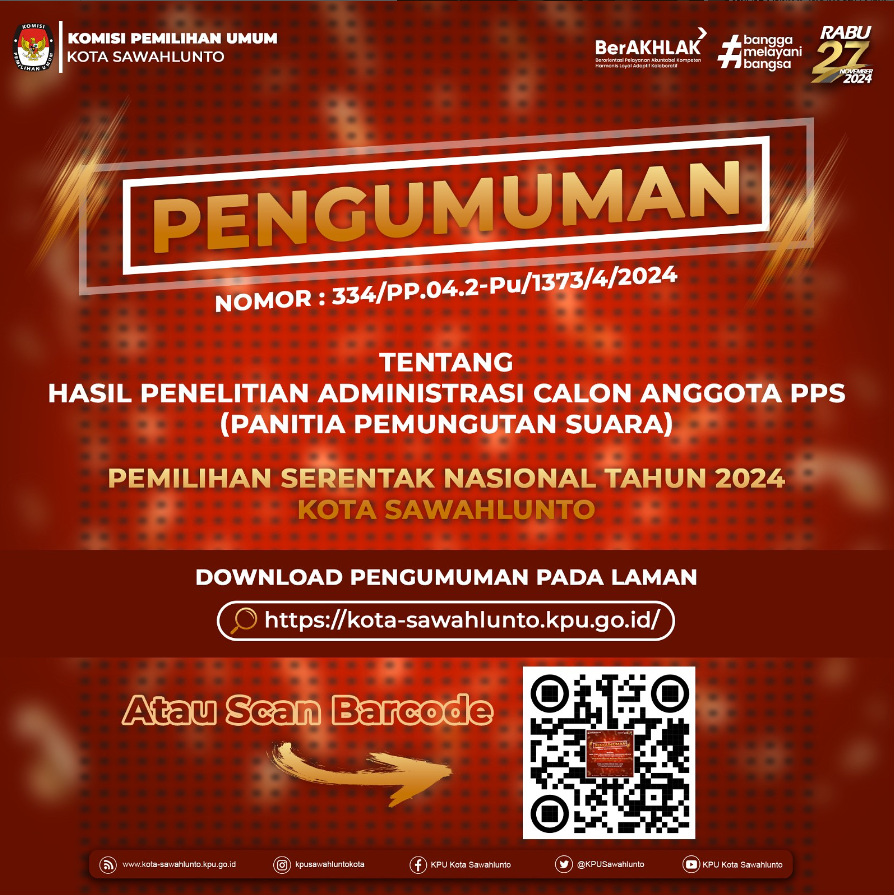 Pengumuman Hasil Penelitian Administrasi Calon Anggota PPS