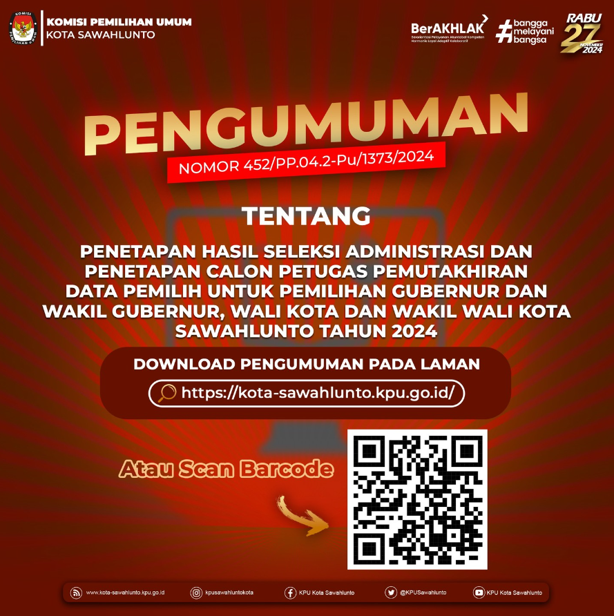 Pengumuman Penetapan Hasil Seleksi Administrasi dan Penetapan Calon Petugas Pantarlih