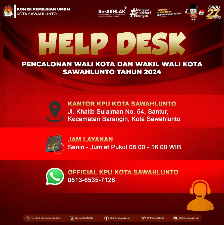 Help Desk Pencalonan Wali Kota dan Wakil Wali Kota Sawahlunto tahun 2024